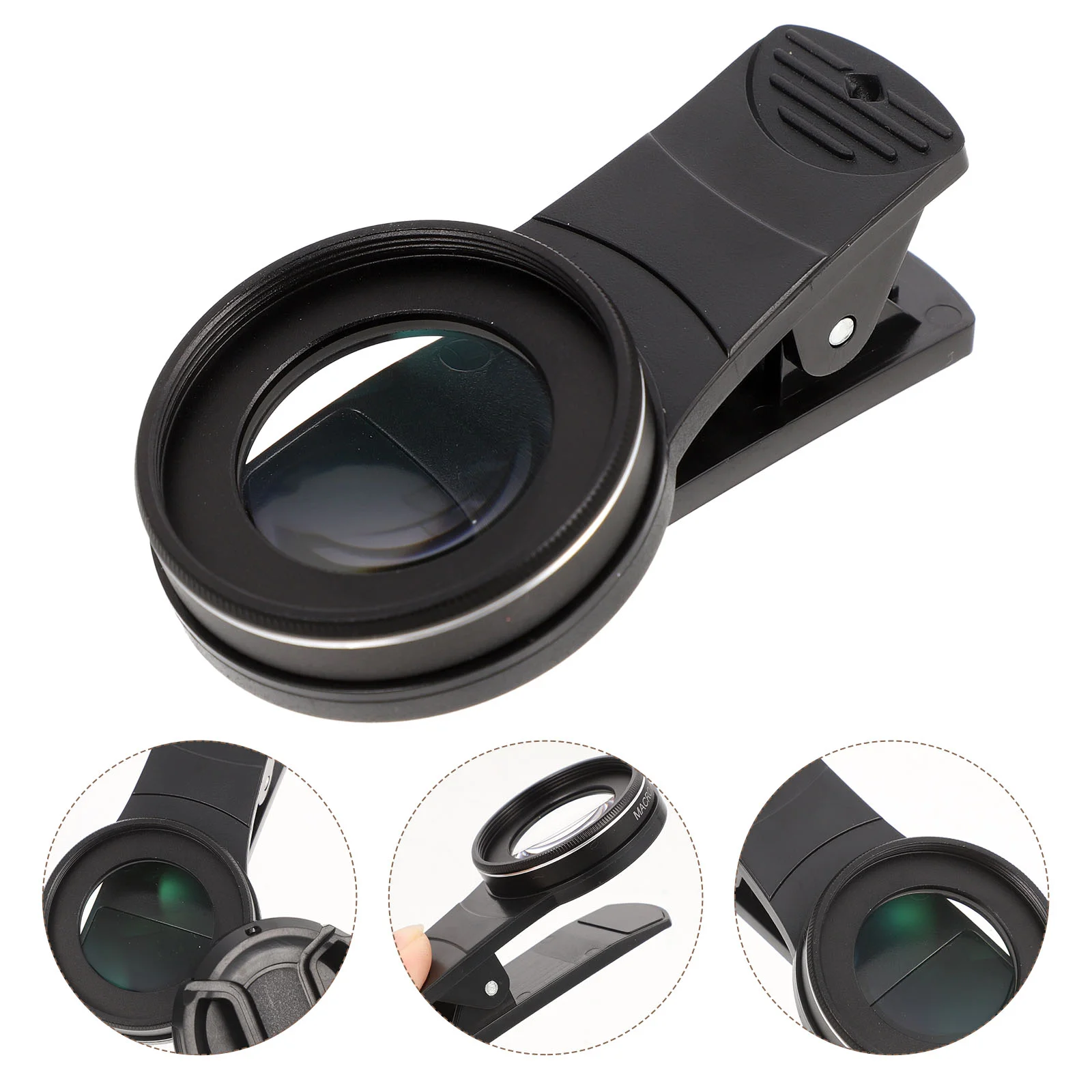 

37mm Camera Lens, Clip- On Lens, 15X Macro Lens, Super Macro Lenses with Clip Holder Magnifying Lens ( Black )