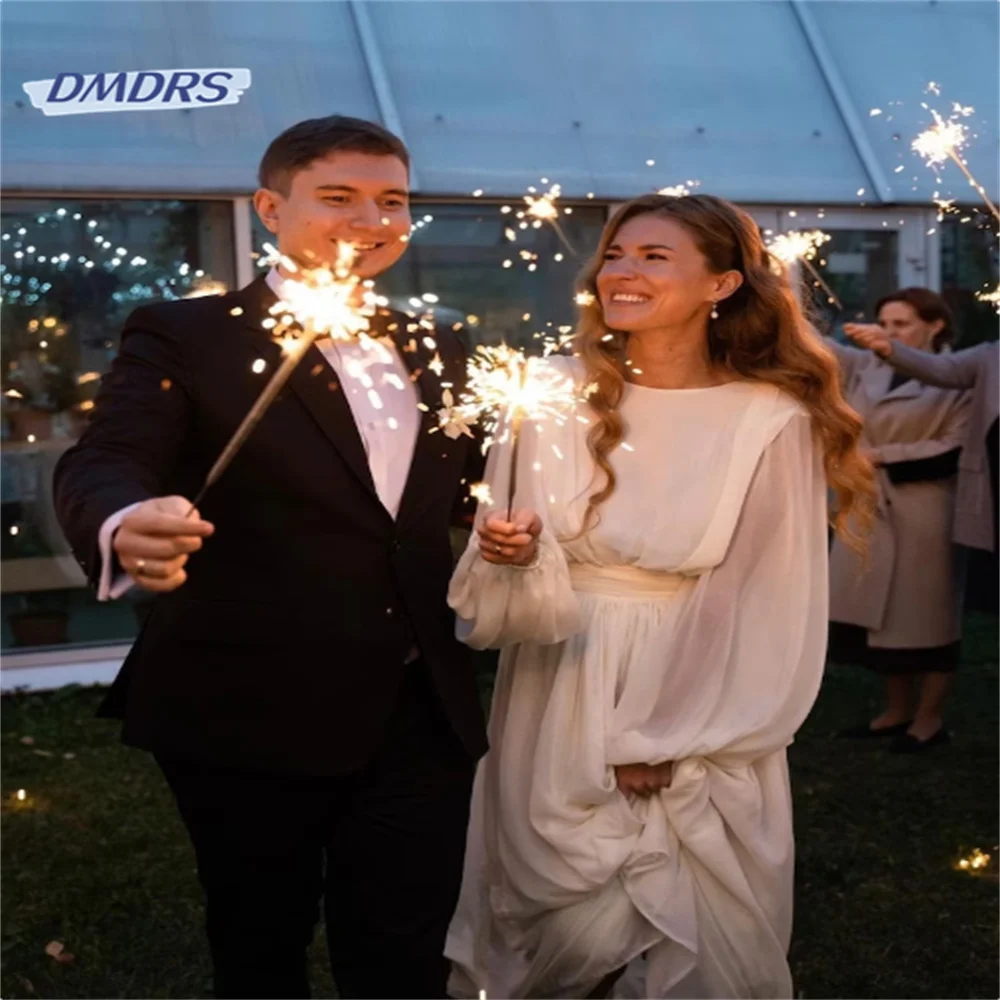 

Женское свадебное платье до пола It's yiiya, белое элегантное платье с длинным рукавом и круглым вырезом на лето 2019