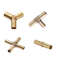 3 way 4 way brass tube connector straight elbow hose cable 6 8 10 12 14 16 19mm copper barbed connector union adapter