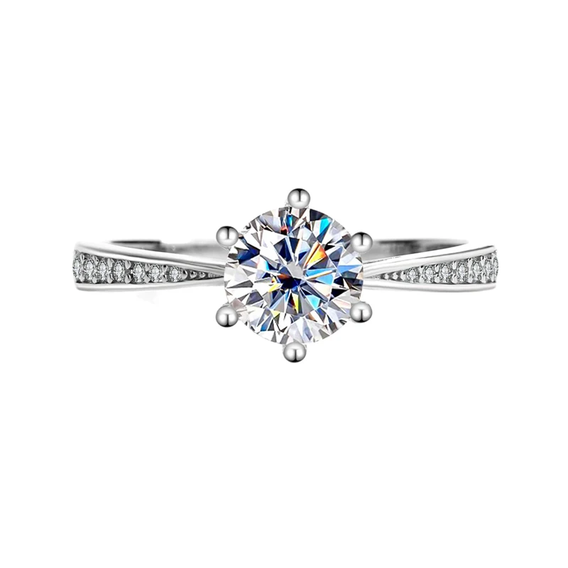 S925 Sterling Silver moissanite Korean Six claw Ring for Women Six claw Classic Crown Proposal Ring rings