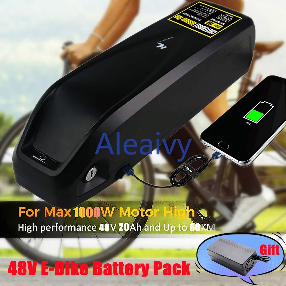 

48V 20Ah 13S 18650 Baterai Lithium Ebike Hailong Max 1000W Kit Konversi Sepeda Motor Sepeda Listrik US EU Bebas Bea