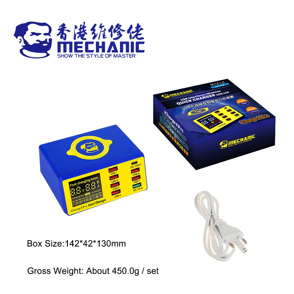 mechanic icharge 8 pro wireless charger pd 18w smart charger qc 3 0 fast charging base lcd digital display mobile phone repair free global shipping