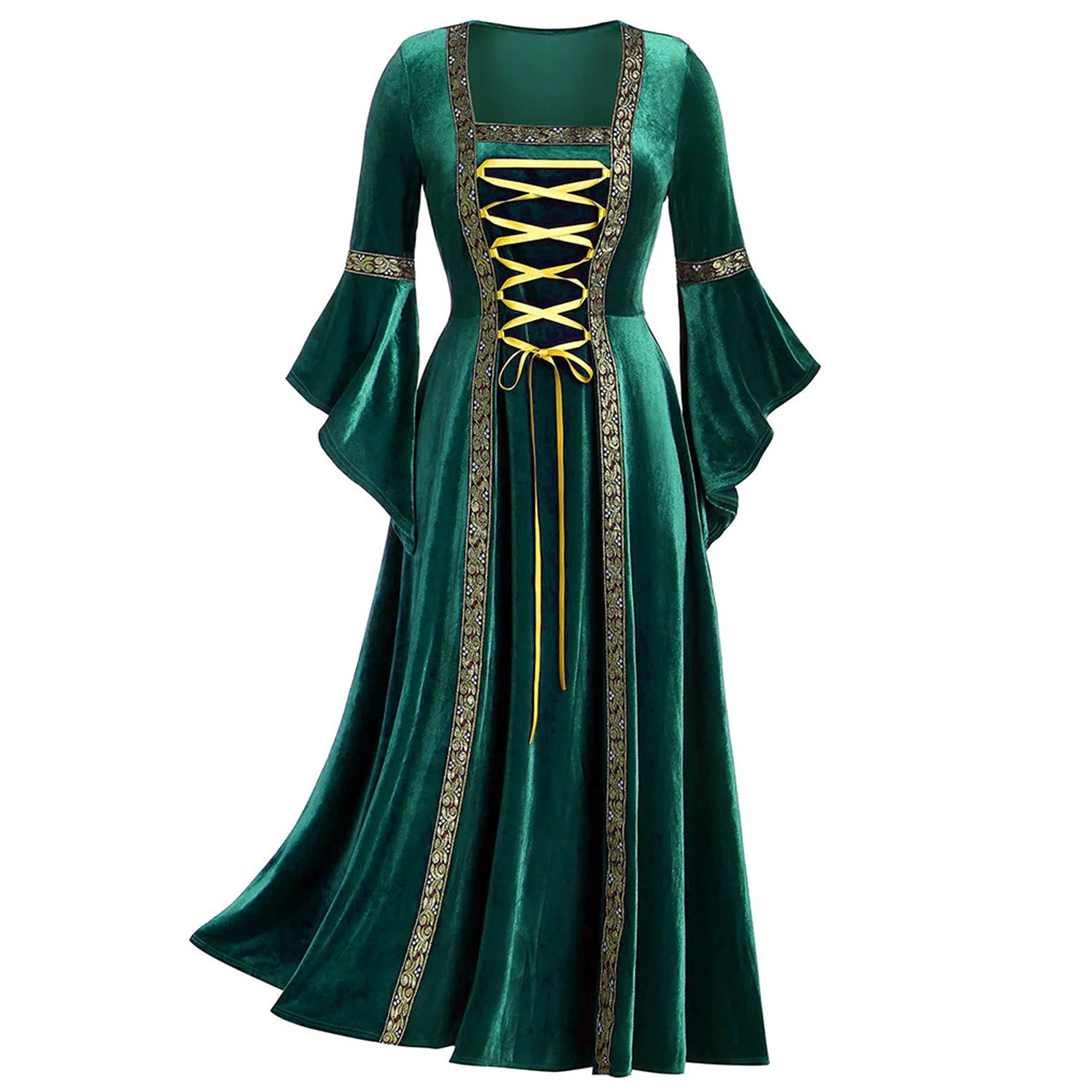 

Women Velvet Renaissance Dress Medieval Victorian Costume Halloween Role Play Dress Victoria Cosplay Retro Gown Fancy Long Dress