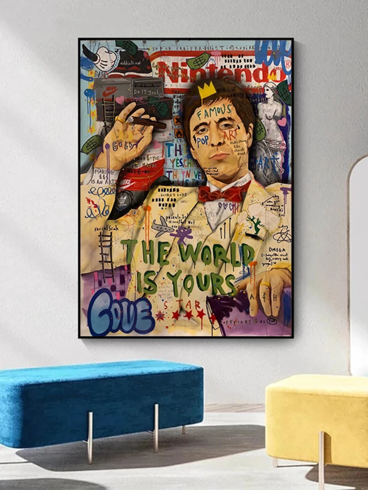 Граффити Бэнкси-стрит персонажи холст живопись искусство скандинавские плакаты