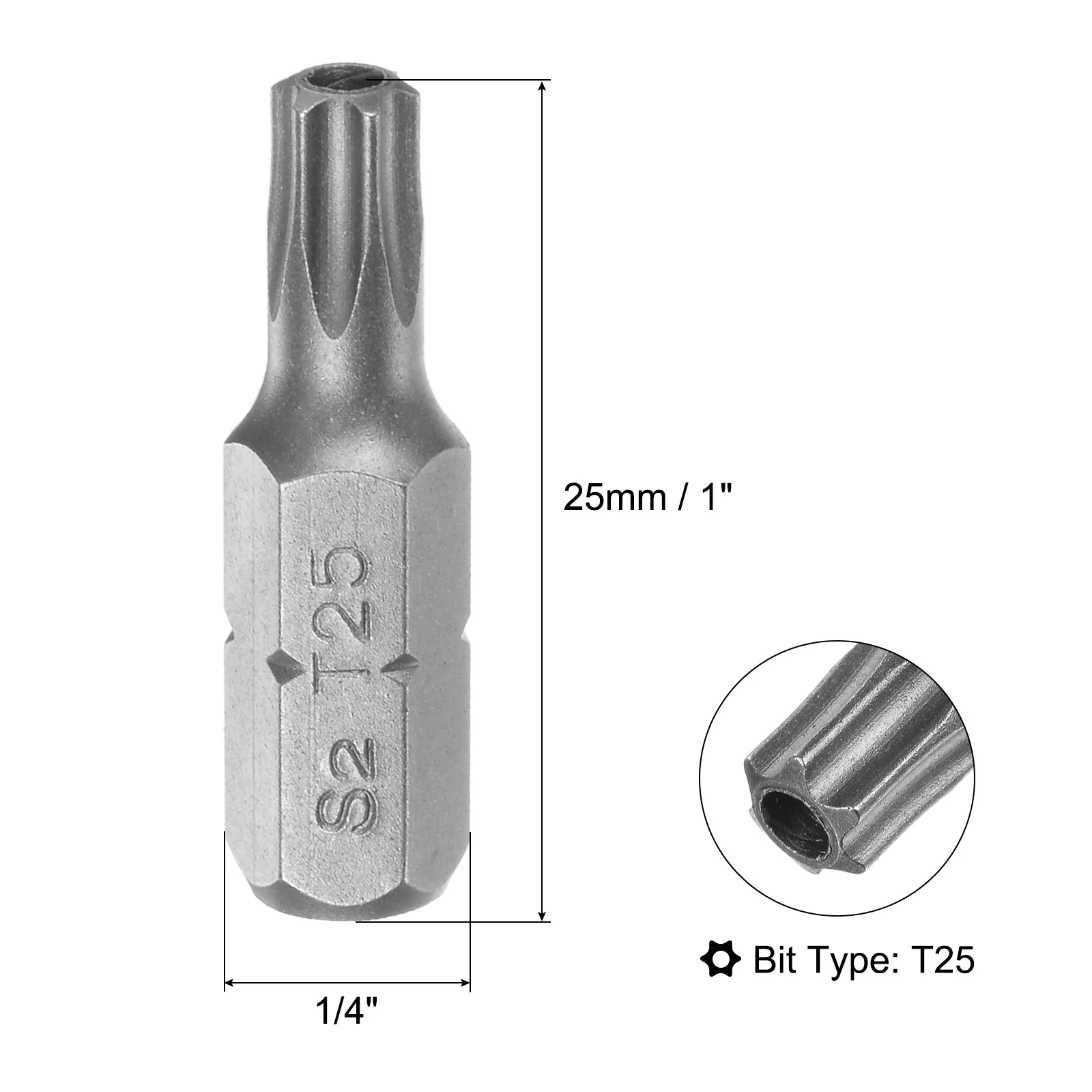 

Биты Torx UXCELL T5 T6 T8 T9 T10 T20 T25 T27 T30 T40 стальной сплав 1/4 дюйма