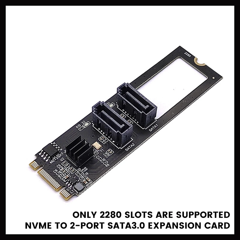 

Плата расширения M.2 KEY-M NVME PCI-E на 2 порта Sata3.0, 6 Гбит/с