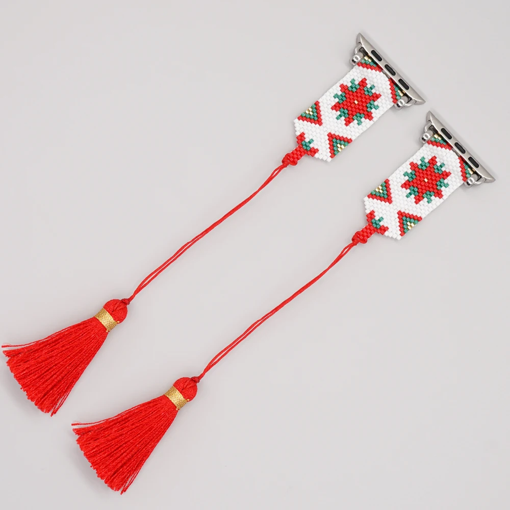 Christmas Tassel Band for Apple Watch Se 8 Series 44Mm 40Mm Rope Charm Watchband Strap On Smart Iwatch 7654321 Bracelet