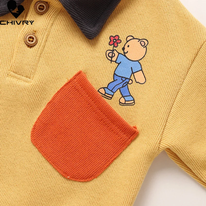 New Baby Autumn Winter Clothing Set Boys Cartoon Lapel Sweatshirt with Pants Sport Suit Tracksuit Infant Kids Casual Sportswear