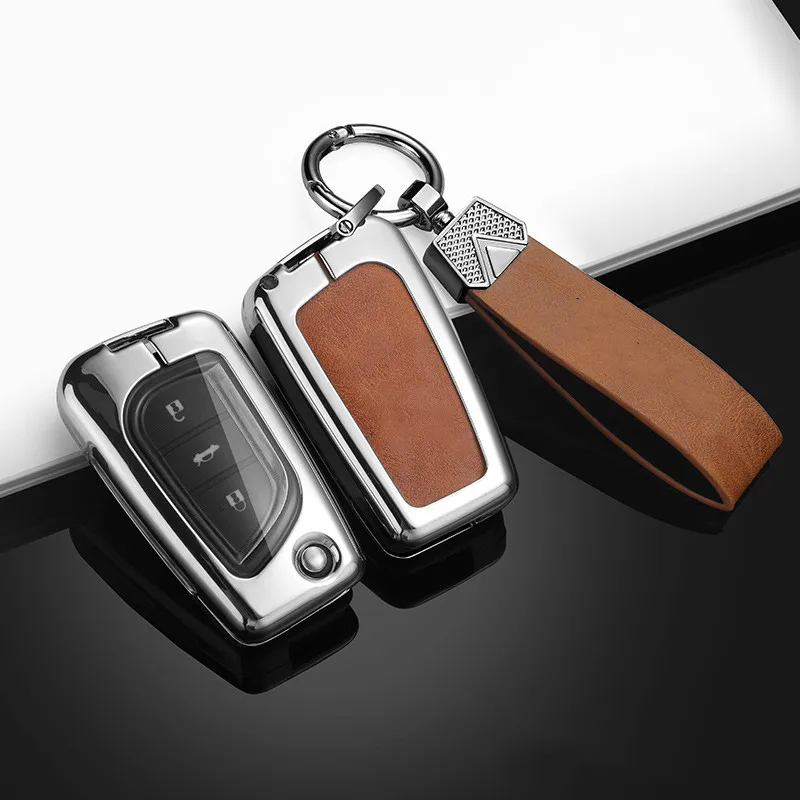 

Three Colors Zinc Alloy Flip Folding Remote Key Case Cover For Toyota Levin Camry Reiz Highlander Corolla RAV4 Car Accessories
