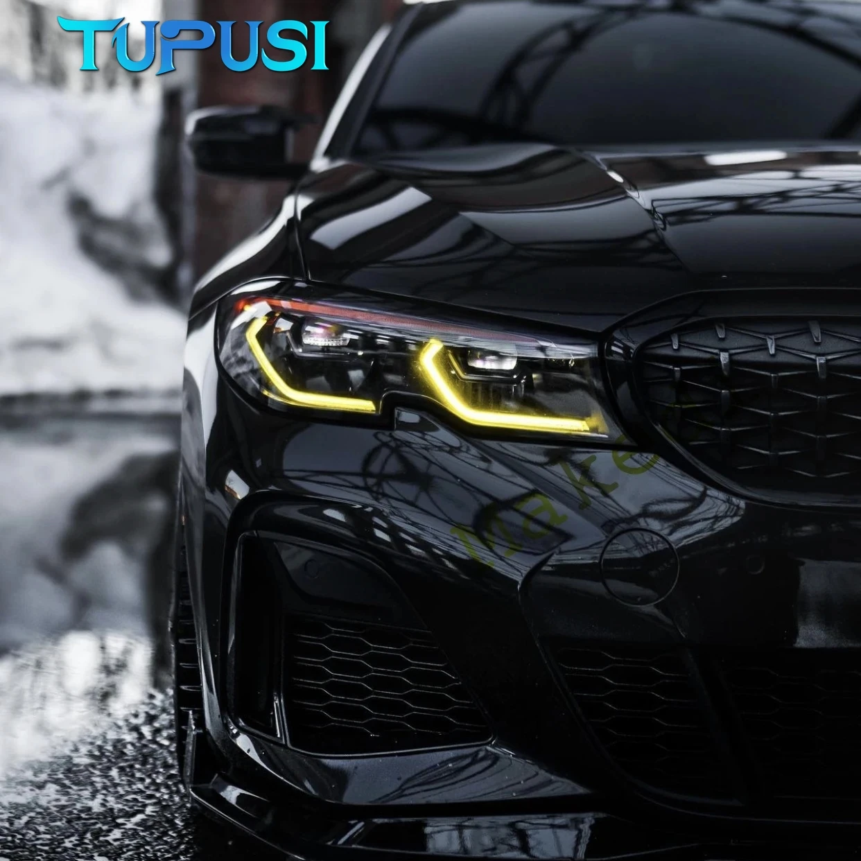 Фото Для BMW 3 серии G20: лазерные фары с желтыми/оранжевыми ангельскими глазками и DRL-модулями для BMW G21 320i 330i M340 2019-2020 годов, янтарные дневные ходовые огни №4