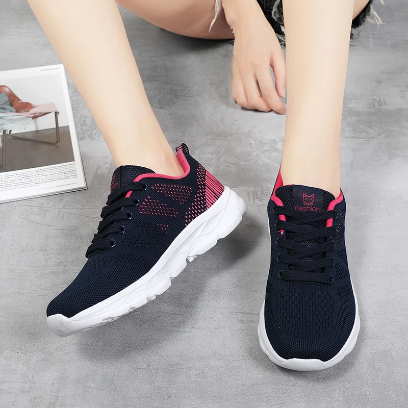 Women's Sneakers Breathable Running Shoes Lace Up Lightweight Outdoor Casual Sneakers Comfortable Soft Walking