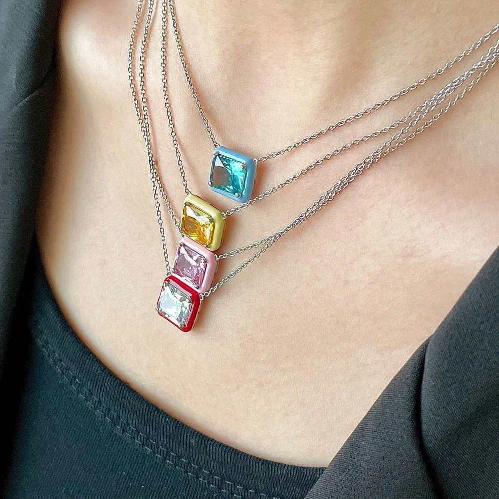 Универсальное ожерелье из стерлингового серебра 925 пробы с искусственным