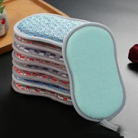 5pcs cleaning magic sponge double sided kitchen scrubber pads reusable washing dish brush household microfiber sponges