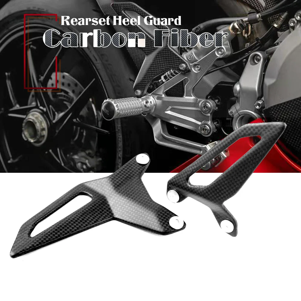 Motorcycle Carbon Fiber Heel Guard Rearset Plate Foot Peg Rear Heelguard for Ducati Panigale V2 1199 1299