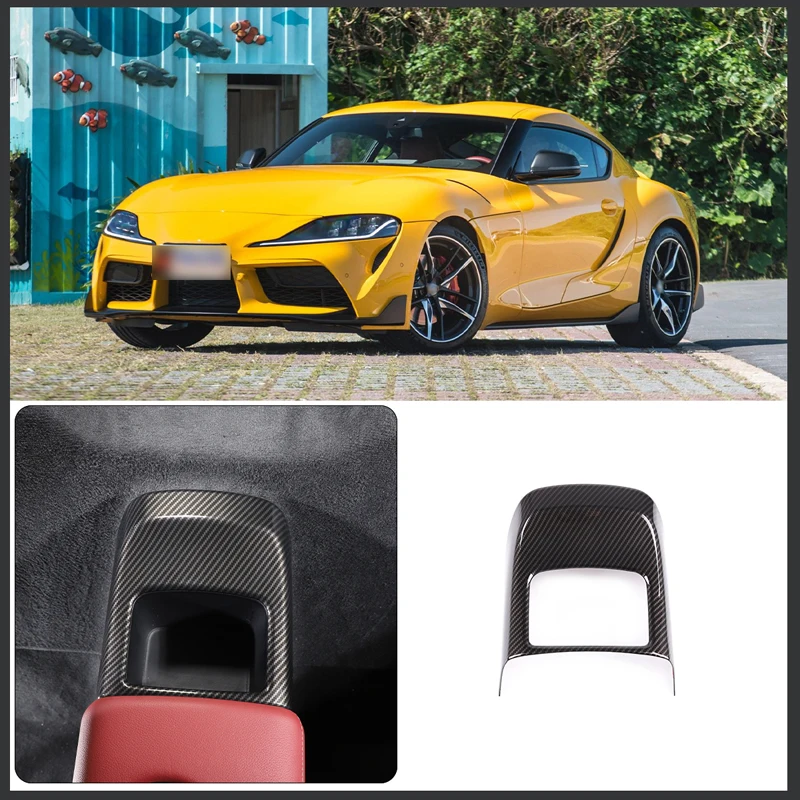 For 2019-22 Toyota GR Supra A90 ABS Carbon Fiber Car Styling Rear Storage Box Cover Sticker Car Interior Decoration Accessories