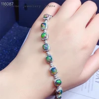 new 925 silver inlaid black opal womens bracelet seiko craftsmanship sparkling colors light luxury jewelry customizable