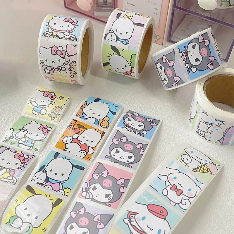 

Kawaii Sanrio Sticker Cute Hello Kitty Kuromi Cinnamoroll Cartoon Hand Book Sticker Decorative Stationery for Girls Gifts