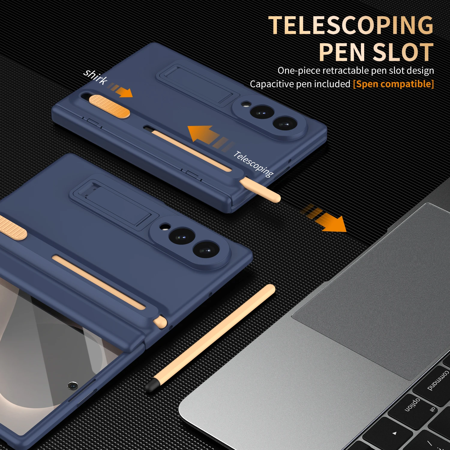 Фото Чехол для Samsung Galaxy Z Fold 8 Wide с выдвижным слотом для S Pen, встроенной подставкой, защитой шарнира и защитным стеклом для экрана №1