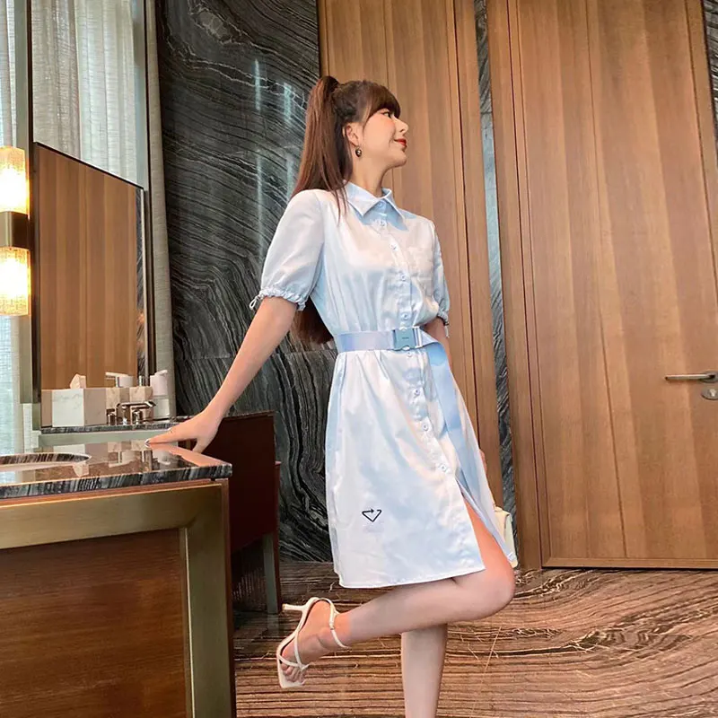 Женское платье-рубашка с отложным воротником и рукавами-фонариками - купить по