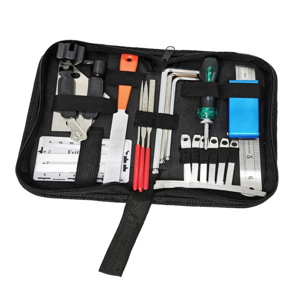 

Набор инструментов для ремонта гитары 25 шт./компл., органайзер струн, измерительный инструмент