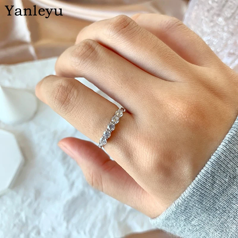 Yanleyu новые модные тонкие кольца на палец тибетское серебро 5 шт. Блестящий кубический цирконий простой стильный Повседневный аксессуар для женщин