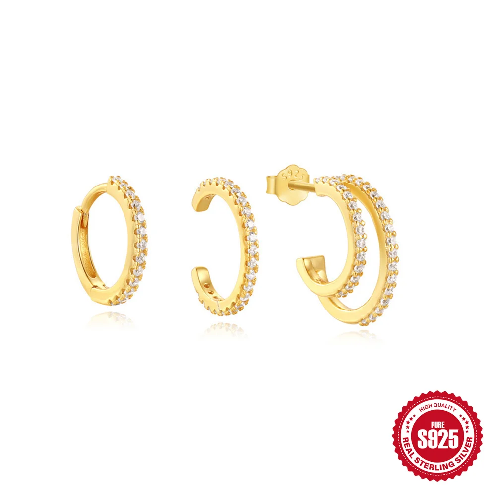 CANNER комплект из 3 предметов классические простые двухслойные серьги-кольца с