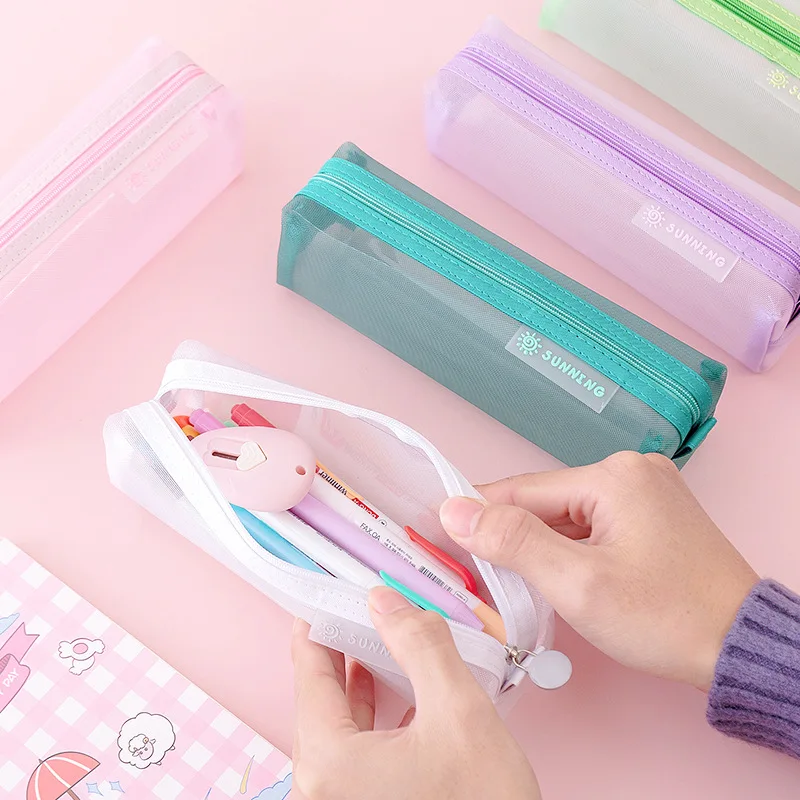 Женская сумка для карандашей специальная нейлоновая сетчатая ручка изучения