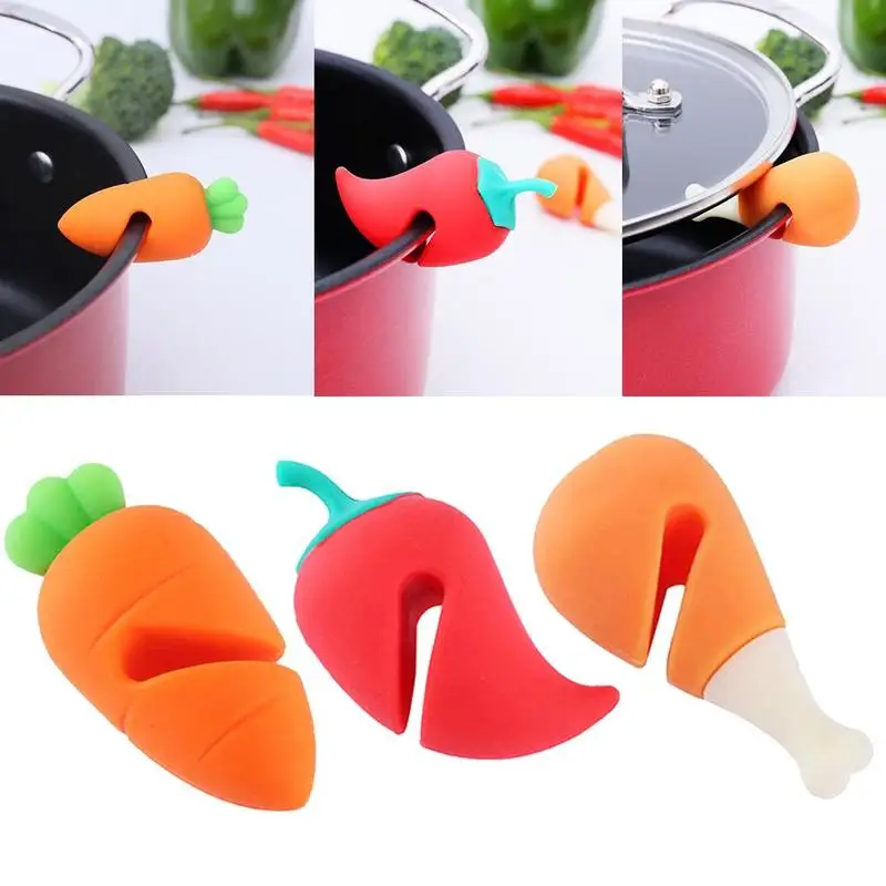 

Silicone Carrot Design Spill-proof Pot Lid Rack Creative Overflow Stoppers Pot Cover Lifter Creative Durable Kitchen Accessories