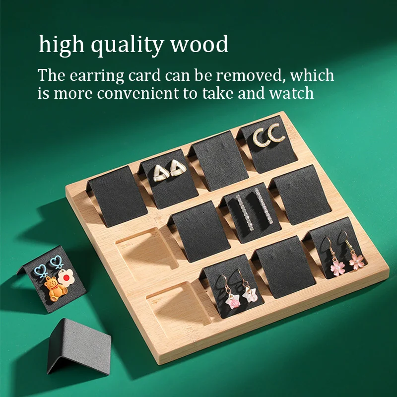 Earring Display Stand Ear Jewelry Storage Tray Bamboo Wood Jewelry Tray For Jewelry Counter Place Display Organizer Holder