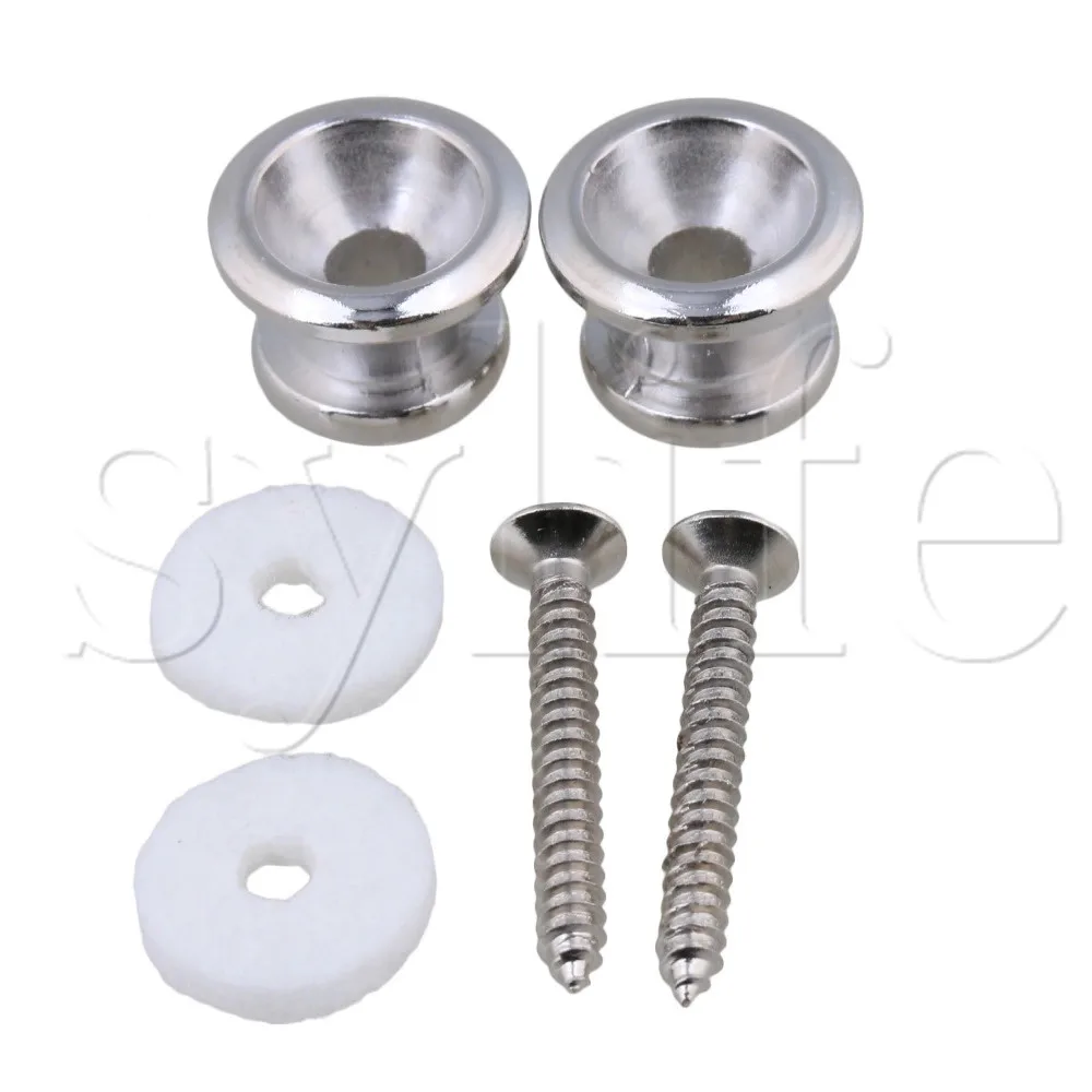 

2PCS Silver Zinc Alloy Guitar Bass Strap Locks Skidproof Buttons