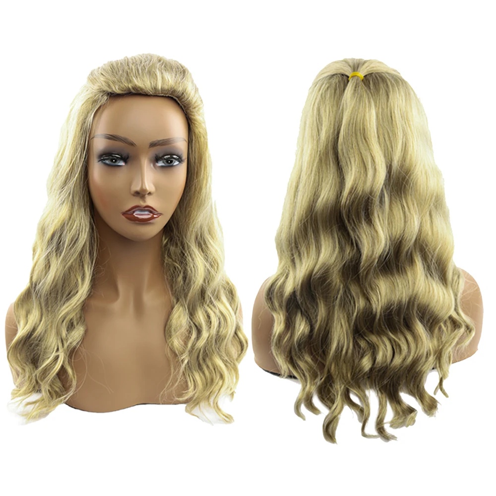 

Short Blonde Wigs for White Women Medium Length Curly Wig Water Wave Synthetic Hair Wig With Natural Looking Cosplay Party