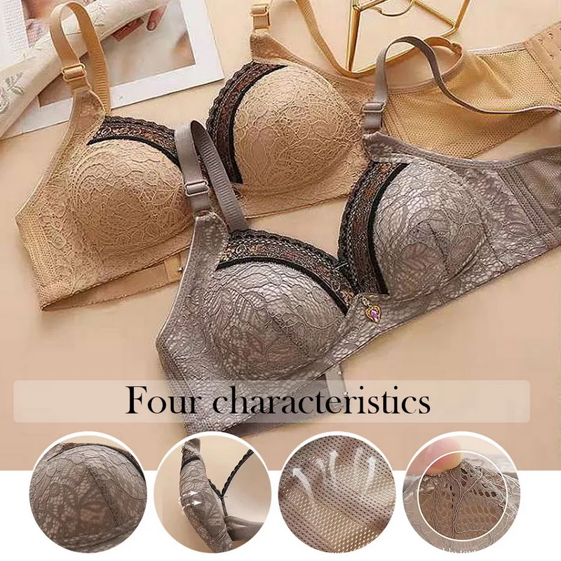 

Women Soft Bra Push Up Bralette Comfortable No Wire Underwear Breathing Gathered Sexy Wide Shoulder Strap Big Cup Bras