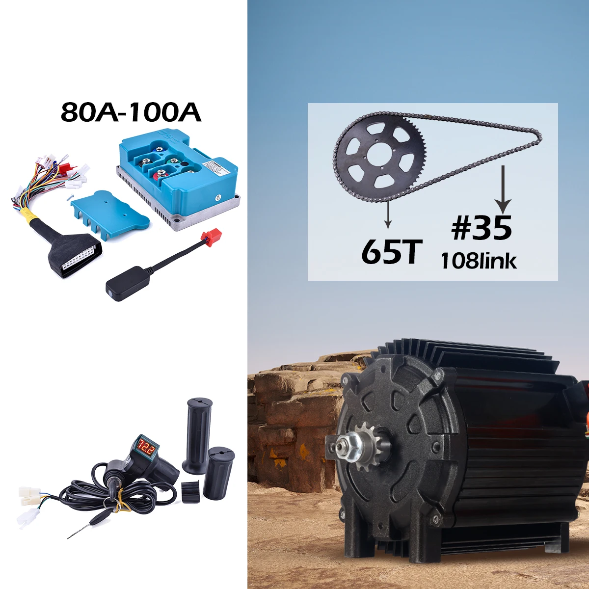 Фото Kunray KR5V Электрический BLDC мотор наборы 72V 5000W двигатель для Go Karts/скутер/электрический мотоцикл DIY система двигателя №1
