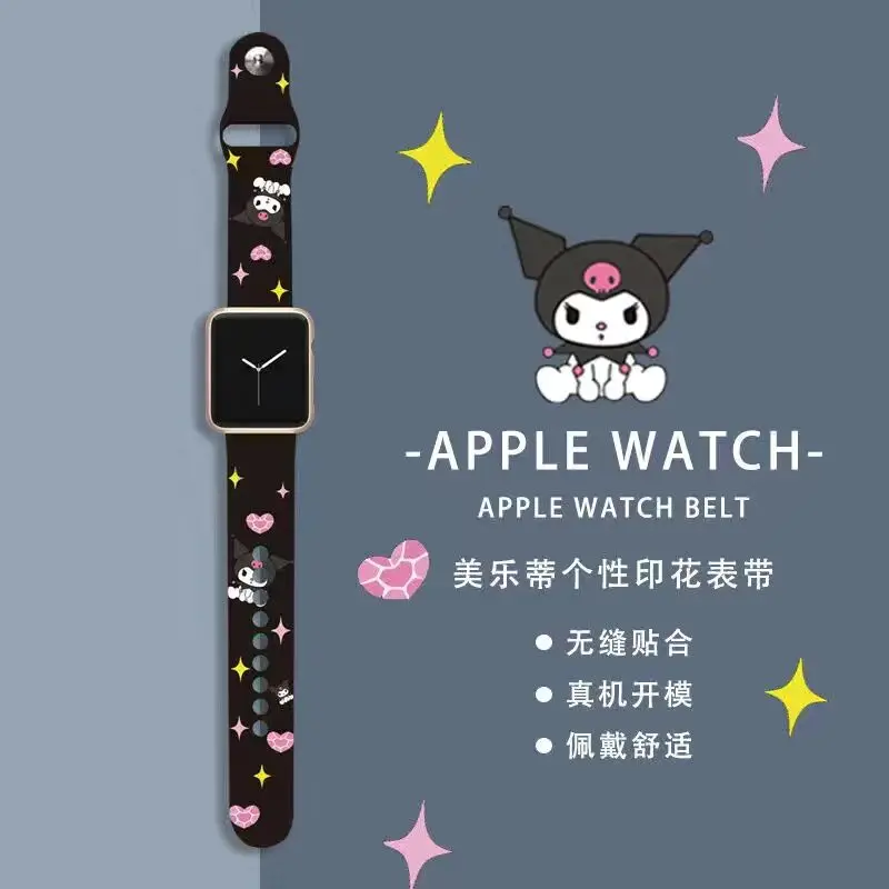 Kuromi Snoopy stitch Silicone Strap for Apple Watch Band 44  42 40 38 41 Bracelet IWatch Kawaii Solid Color Apple Watch 7 6 5 3