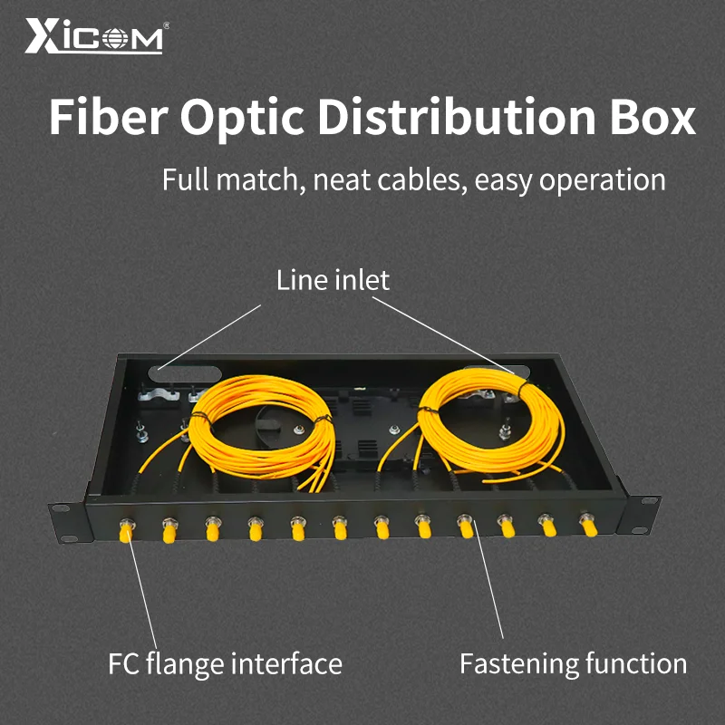 12 Core Fiber Optic Termination Box SC-FC-ST-LC/UPC Single/Multi Mode Fiber Optical Distribution Box full with Adapter Pigtail