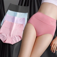 womens cotton panties elastic soft large size underpanties embossed rose ladies underwear breathable sexy high waist briefs