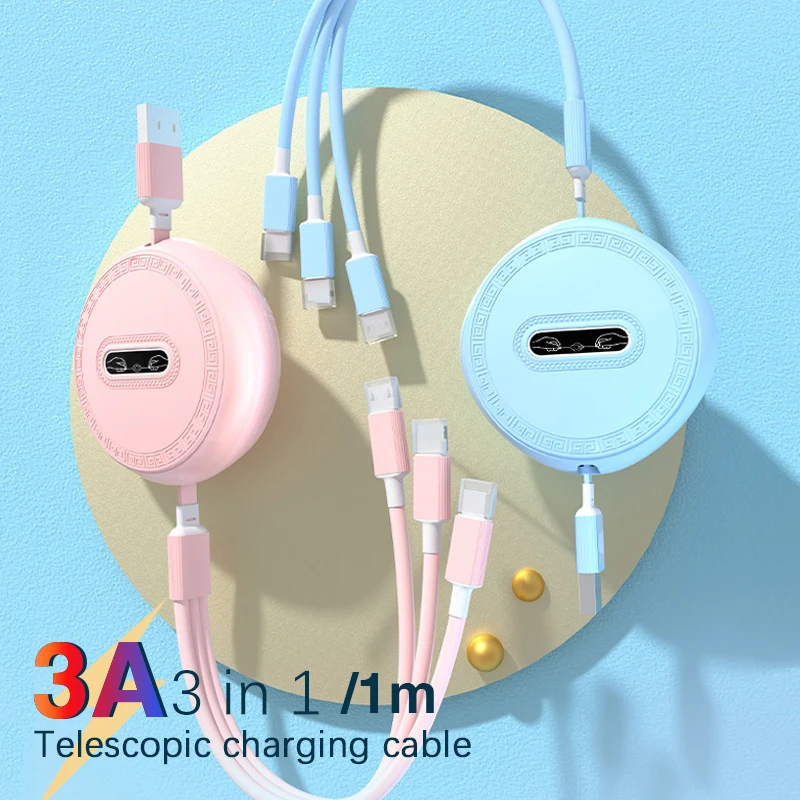 

3 в 1, USB-кабель для быстрой зарядки, 3 А