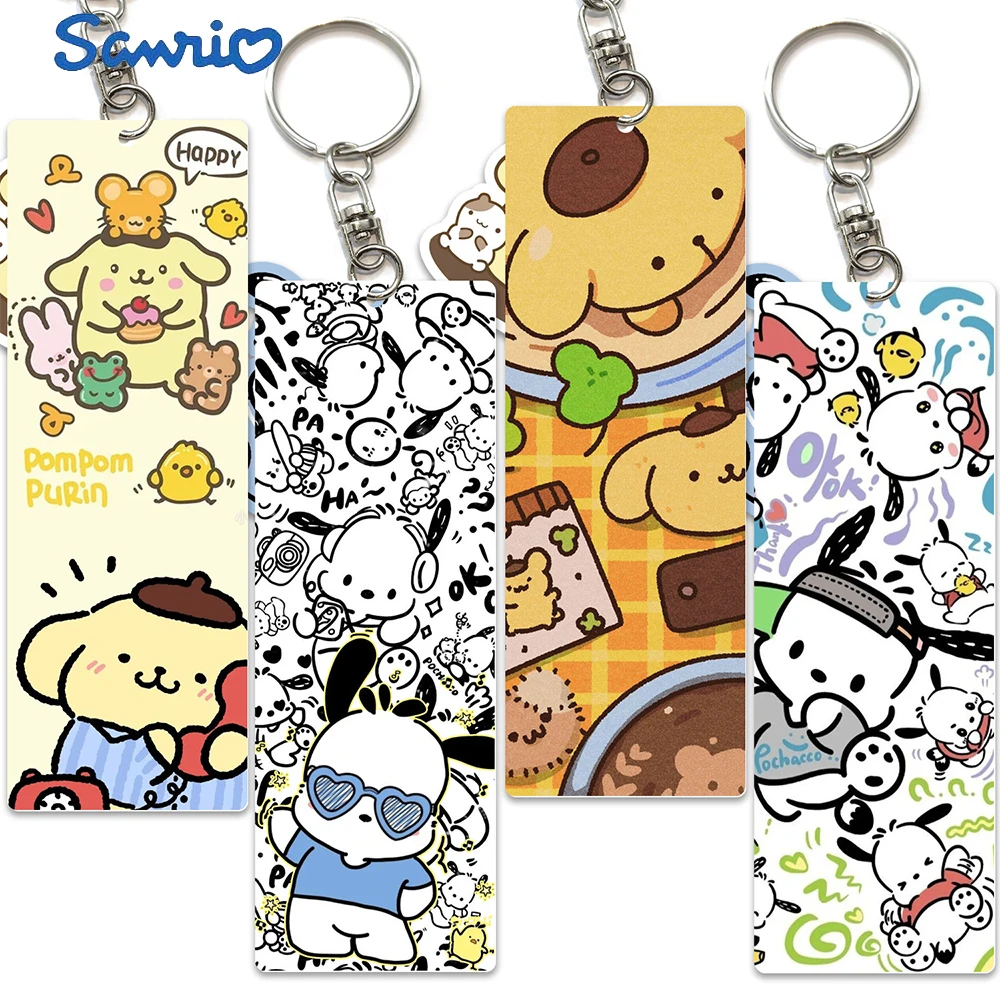 

Cute Decoration Keychains Sanrio Pendant Keyring Pompom Purin Pochacco Cartoon Anime Mobile Phone Pendant Girls Bag Car Gifts