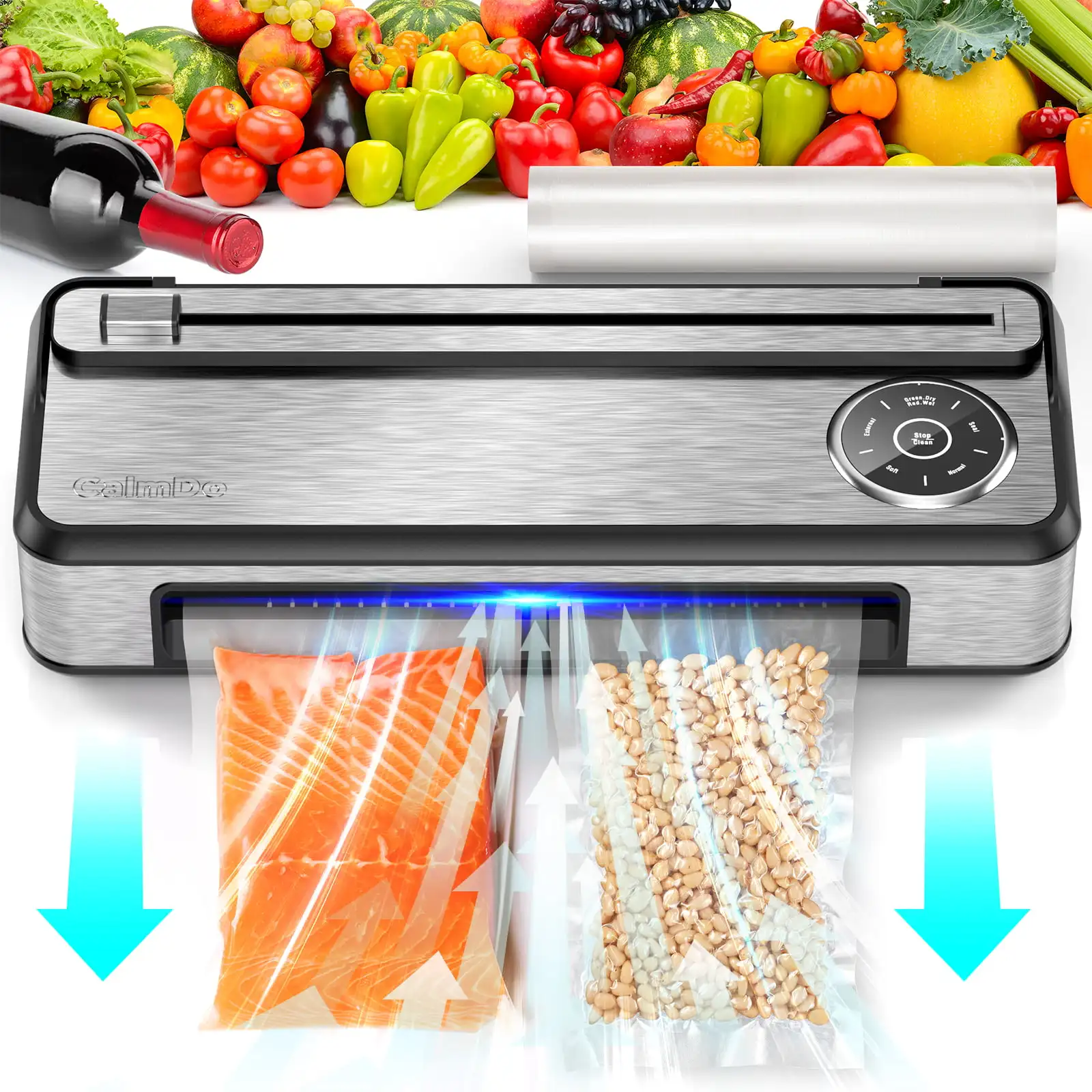 

Vacuum Sealer Machine, -85Kpa Full Automatic Food Sealer with Cutter, 7 in 1 Food Vacuum Saver Dry & Moist Food Modes for Food P