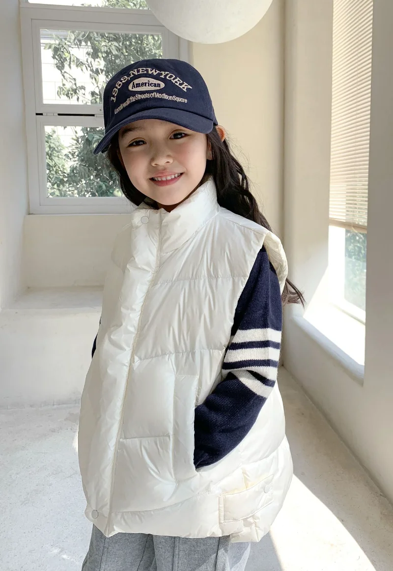 Kids Jackets for Girls Wearing Extra Thick Cotton Vest for Children's Warm Down Vest