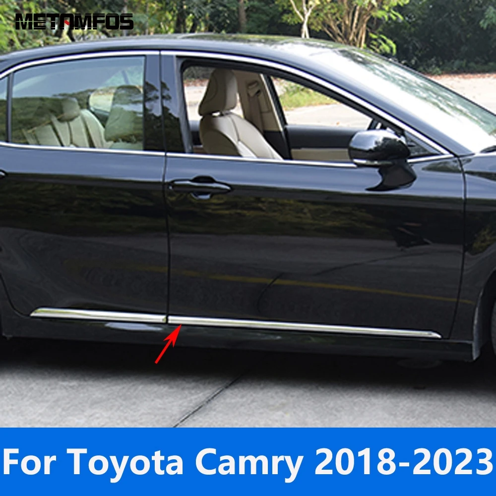 

Для Toyota Camry XV70 2017-2020 2021 2022 2023 Хром Боковая дверь кузова юбки полоса отделка молдинг стикер аксессуары автостайлинг