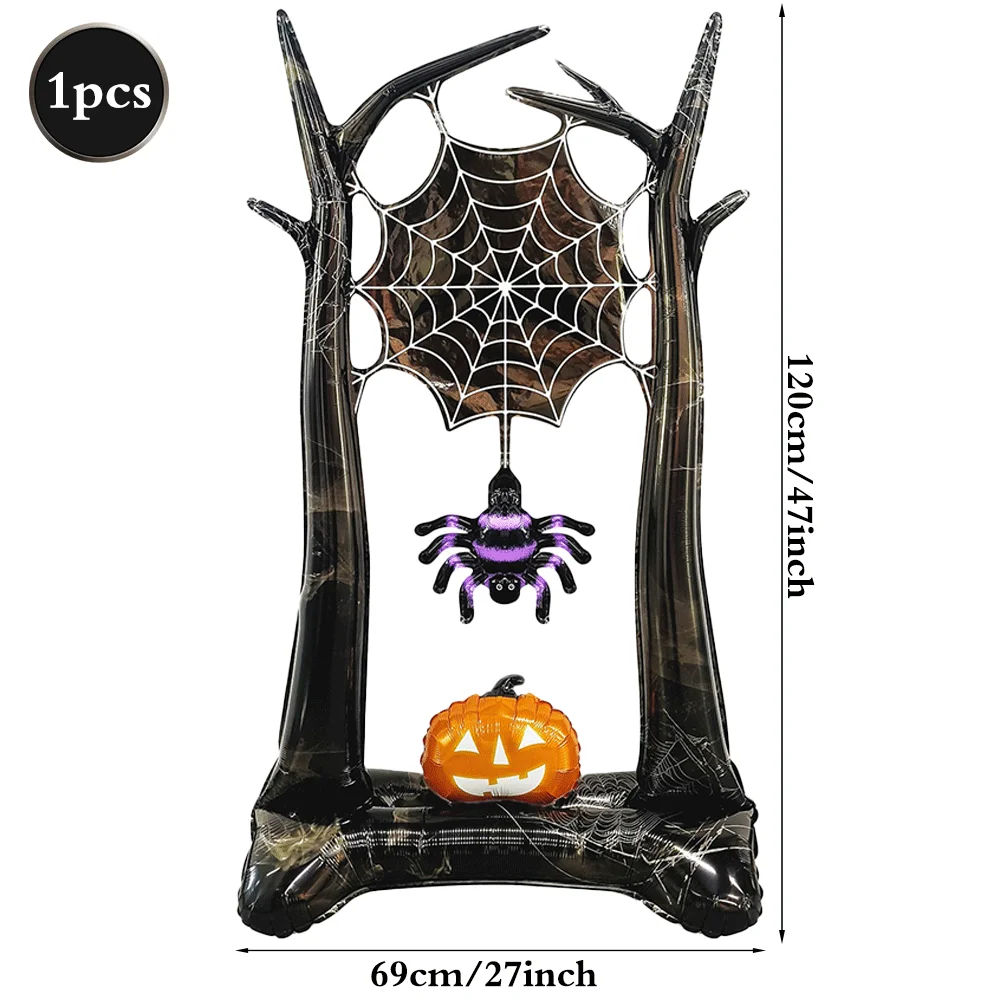 Фото Гигантские надувные фольгированные шары на Хэллоуин: тыква, скелет, Мрачный жнец, призрачное дерево. Надувные игрушки для детских праздников и декораций. №5