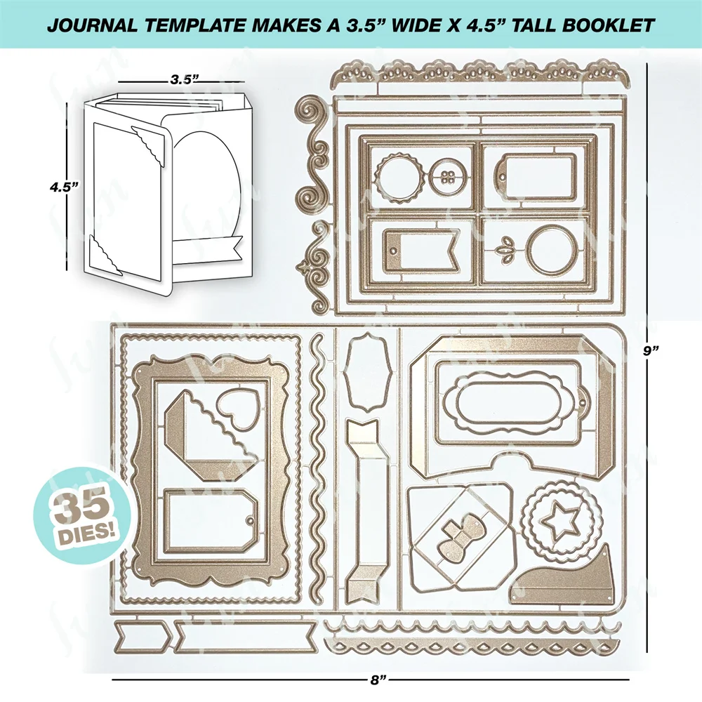 

New Arrival 2022 Metal Cutting Dies Journal Template Set Scrapbooking Paper Embossing Folder Template Stencil for Painting Mold