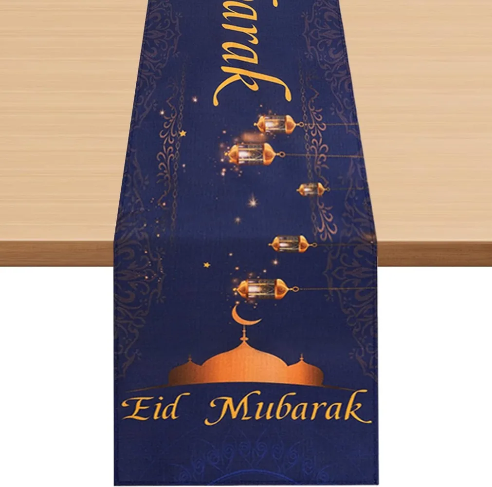 Ramadan Mubarak Table Runner Iftar Eid Al-fitr Mosque Muslim Islamic Religious Holiday Kitchen Dining Room Home Decoration