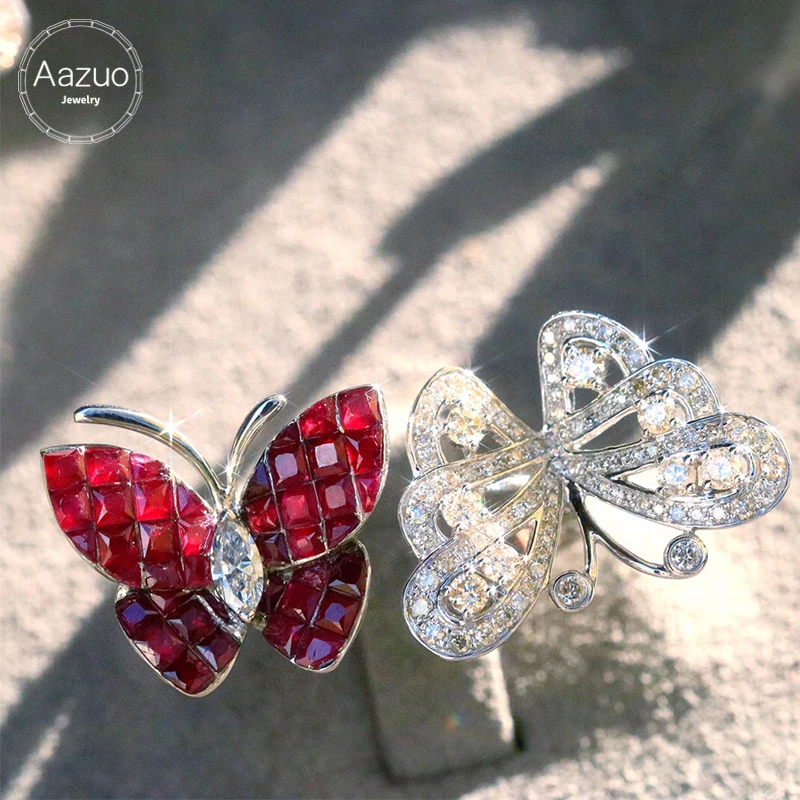 Aazuo 18K твердое белое золото натуральный рубин 3 карата Настоящее бриллиант