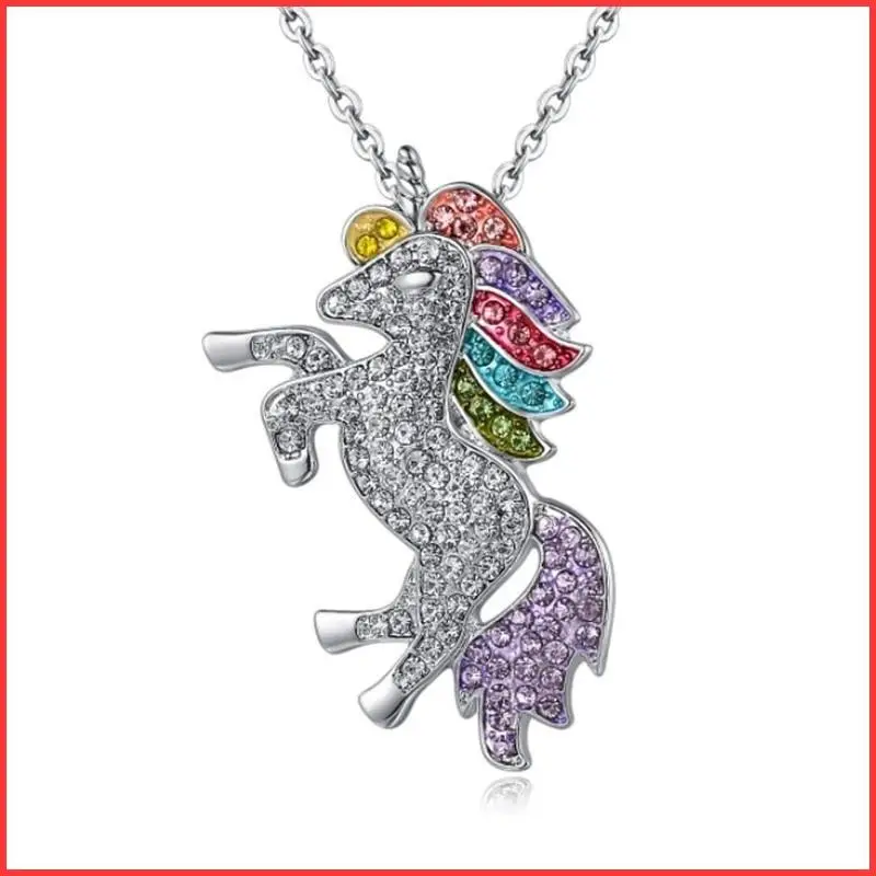 Ожерелье с подвеской в виде единорога цветное ожерелье из пони для детей playboy под