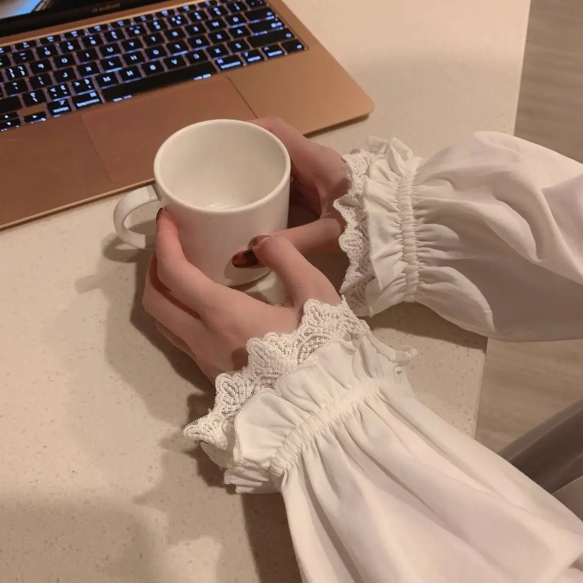 Princess White Nightgown Lace Nightdress 2022 Sleepwear Lady Fairy Sweet French Women Nightgowns Comfortable Outwear Dress 3XL