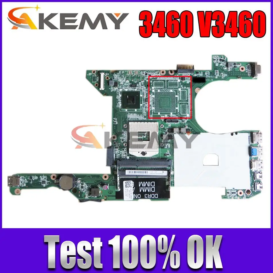 

CN-0JK5GY 0JK5GY For DELL Vostro 3460 V3460 P33G PGA 989 Laptop motherboard DA0V08MB6D4 DA0V08MB6D1 SLJ8C Notebook Mainboard