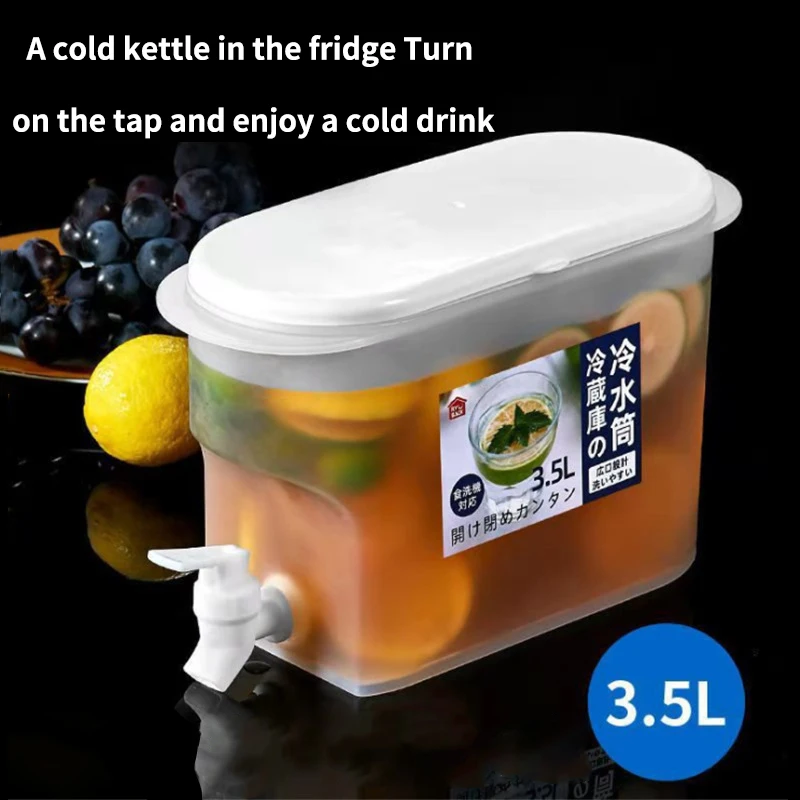 

3.5L Cold Kettle Refrigerator with Faucet Lemonade Drinkware Honey Drank Soda Dispenser Home Cool Water Jug Bucket