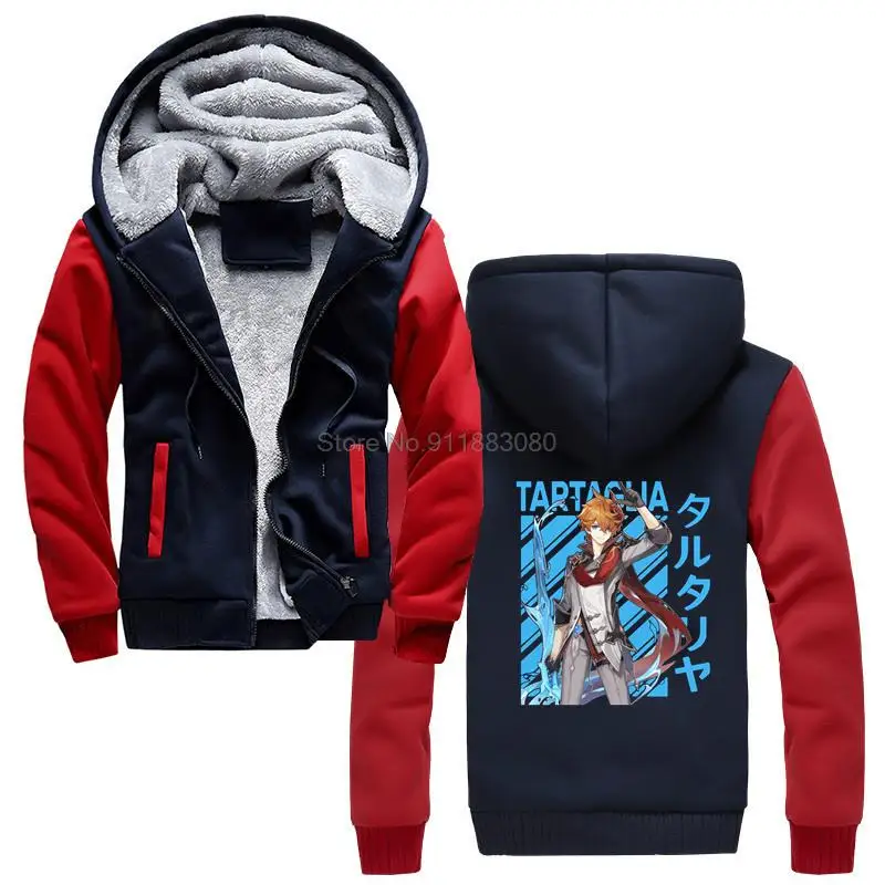 

Genshin Impact Tartaglia Hoodie Men Winter Thicken Hoodies Hooded Sweatshirt Keep Warm Harajuku Streetwear